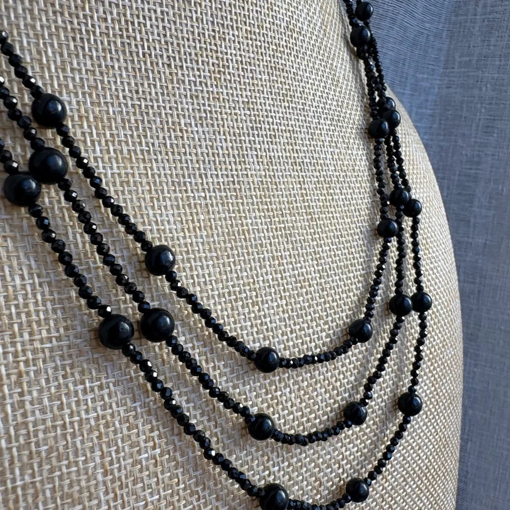 Sparkly black‎ spinel sterling silver necklace